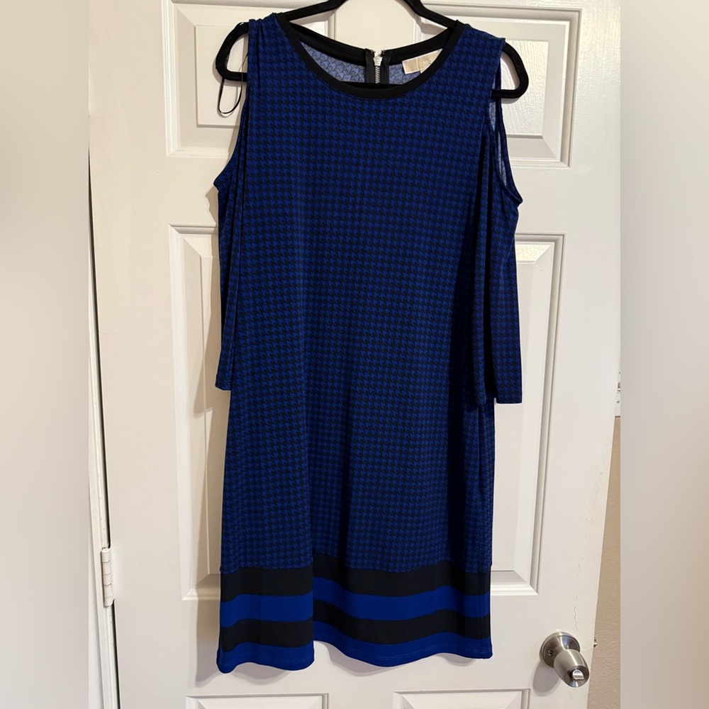 Michael kors cold shoulder houndstooth shift  dress